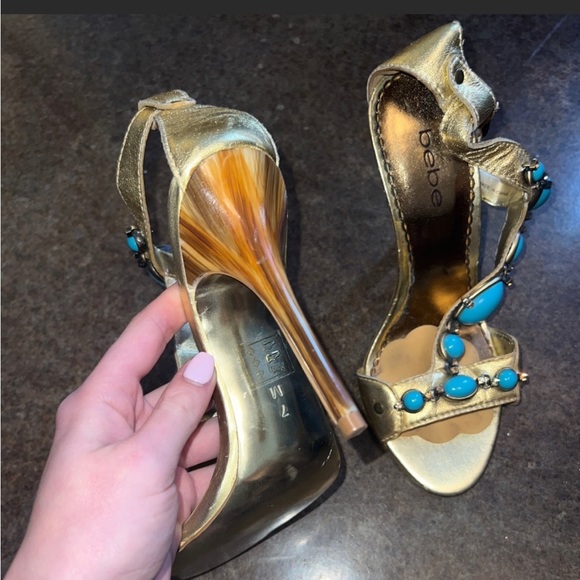 Gold Bebe Heels - Picture 2 of 3